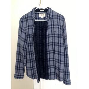 Penguin Heritage Slim Fit Long Sleeve Button Flannel Shirt Men's S Blue Plaid